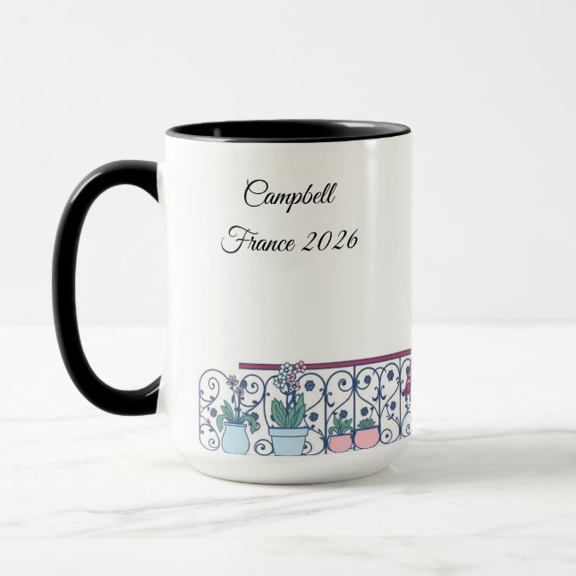 Caneca Chic Parisian Window Haussmann Style Custom Name (Esquerda)