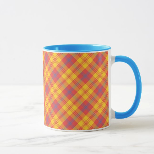 Caneca Chic Red Yellow e Blue Xadrez Coffee Mug (Direita)