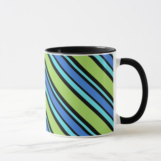 Caneca Chic Ringer Mug, Luas Azuis, Bandeiras (Direita)