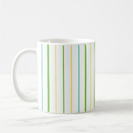 Caneca Chic Ringer Mug, Stripes, Verde, Turquesa, Amarelo