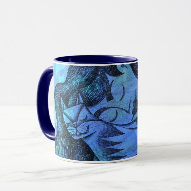 Caneca Chica con su gato (Frente Esquerda)