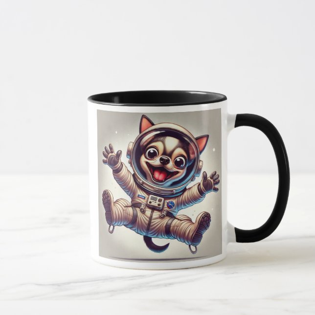 Caneca Chien astronaute en mission spatiale. (Direita)