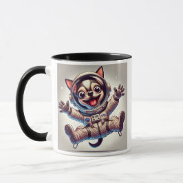 Caneca Chien astronaute en mission spatiale.