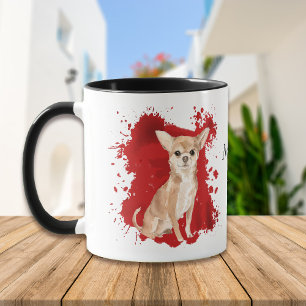 Caneca Chihuahua Dog Red Abstrato