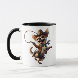 Caneca Chihuahua shérif délirant avec son lasso.