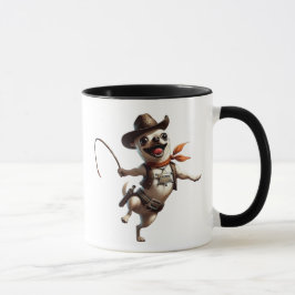 Caneca Chihuahua shérif du Far West avec son lasso.