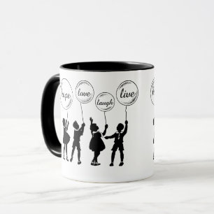Caneca Childrens Silhouette Palavras Inspiracionais Balõ