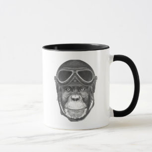 Caneca Chimpanzé do capacete do vintage