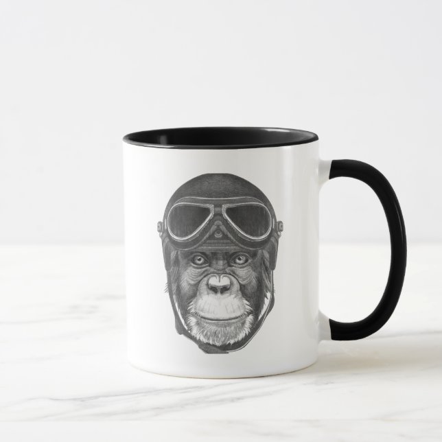 Caneca Chimpanzé do capacete do vintage (Direita)