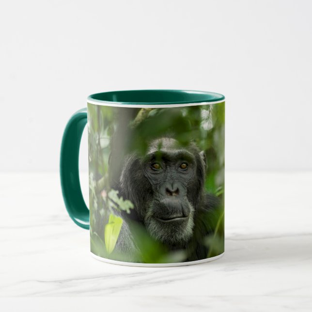 Caneca Chimpanzé Escondido Entre Vegetação (Frente Esquerda)