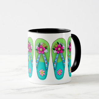 Caneca Chinelos de Mola da Primavera em Cores Vibrantes C
