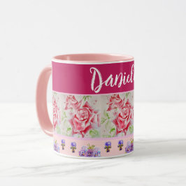 Caneca Chique Cor de Água das Rosas rosas vermelhas