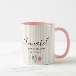 Caneca Chique de pelúcia de listras rosa