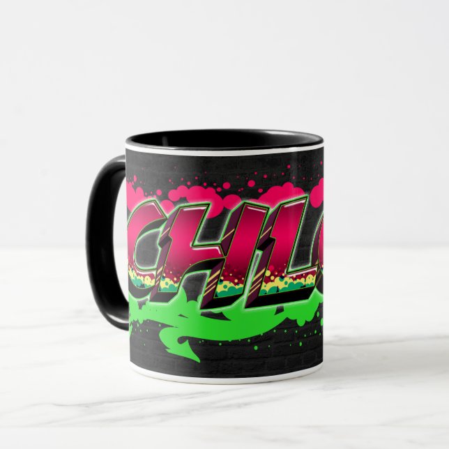 Caneca Chloe Vorname Name Graffiti red green Tasse (Frente Esquerda)