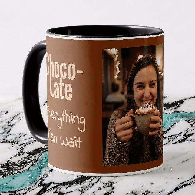 Caneca Choco-Late Everything Can Wait Photo (Criador carregado)