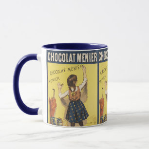 Caneca Chocolat Menier Garota Francesa Arte Vintage 1892