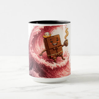 Caneca Chocolate e Café Rosa Morango Surfando Fofo