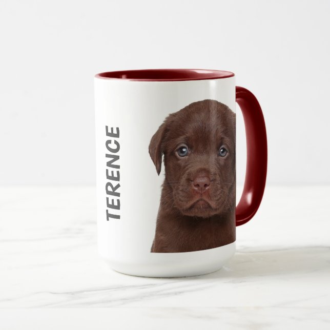 Caneca Chocolate Labrador Personalizado Mug (Frente Esquerda)