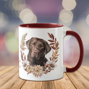 Caneca Chocolate Labrador Retriever Autumn Wreath