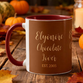 Caneca Chocolate Lover Cream Script Personalized Name Est