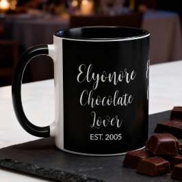 Caneca Chocolate Lover White Script Personalized Name Est