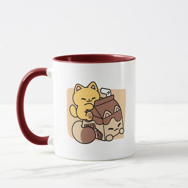 Caneca Chocolate Milk Sipping on Bliss – Kawaii Cat Food  (Esquerda)