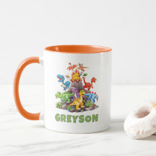 Caneca Chocolate Quente Infantil Dinossauro Nome Personal