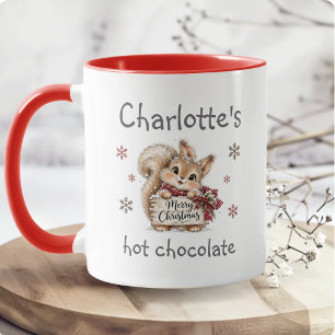 Caneca Chocolate Quente Personalizado de Natal Esquilo pa