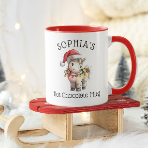 Caneca Chocolate Quente Personalizado de Pônei de Natal p