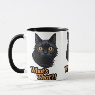 Caneca Choque Felino: Gato Preto com Olhos Laranja Nervos