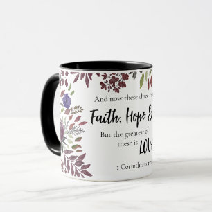Caneca Christian Bíblia Cote Faith Hope Love Floral