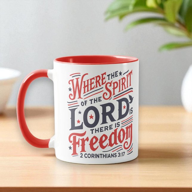 Caneca Christian - Where Spirt of God Freedom Patriotic (Criador carregado)