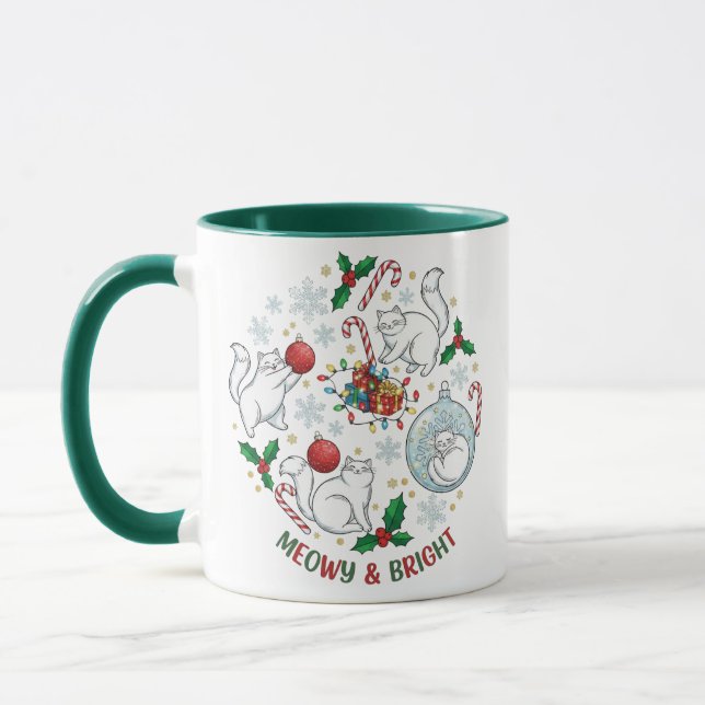 Caneca Christmas Cat Mug Gift for Cat Lovers (Esquerda)