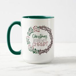 Caneca CHRISTMAS COMEÇA COM A Escritura de CRISTO Verde