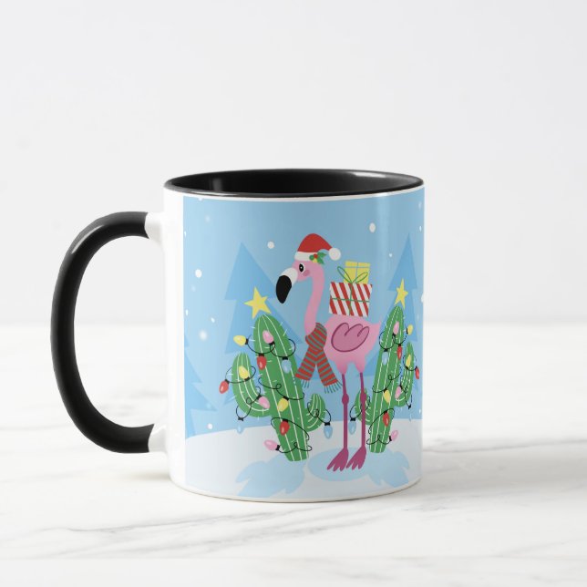 Caneca Christmas Flamingo with Cactus (Esquerda)