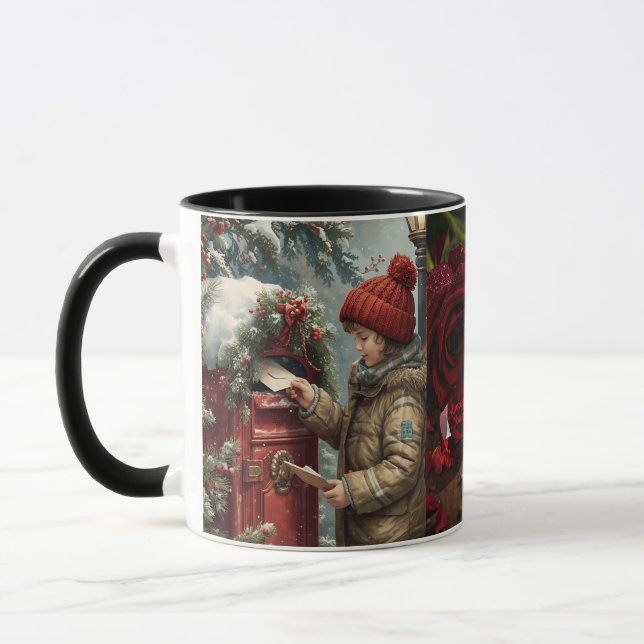 Caneca Christmas mailbox travel mug cozy winter drinkware (Esquerda)