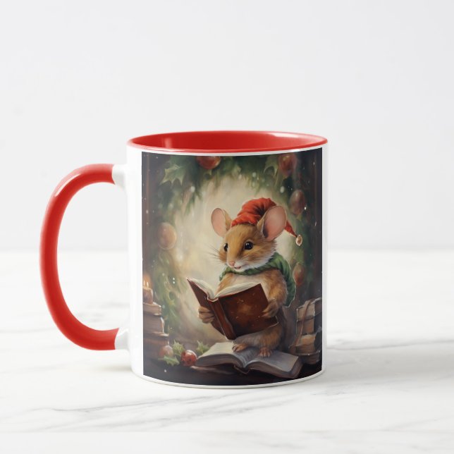 Caneca Christmas Mouse reading (Esquerda)
