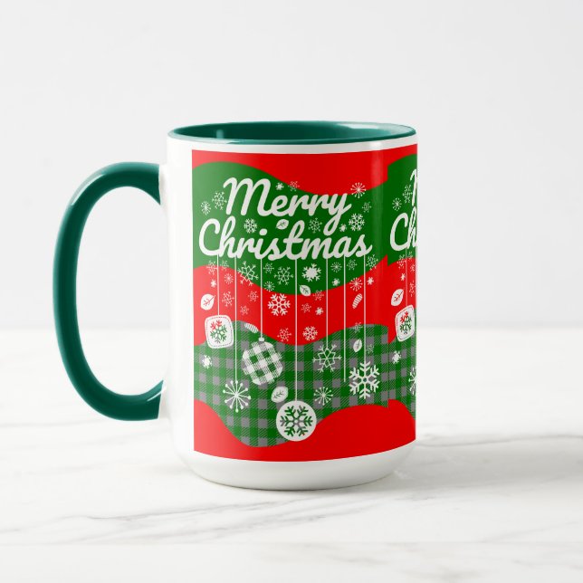 Caneca Christmas Mug – White Ornaments & Merry Christmas  (Esquerda)