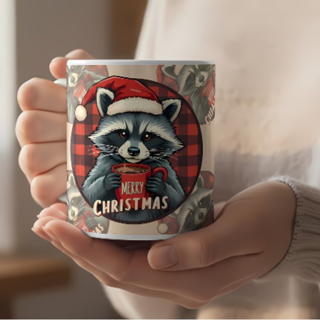 Caneca Christmas Raccoon Cocoa Cheer (Christmas Raccoon Cocoa Cheer Mug)