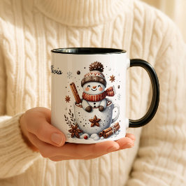 Caneca Christmas Snowman Mug, Hot Cocoa Festive Winter Ar