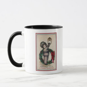 Caneca ChristmasKid alegre que bate com uma grinalda