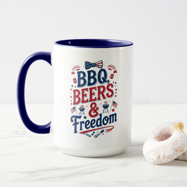 Caneca Churrasco, Cervejas e Liberdade – Vibrações Retro  (Com Donut)