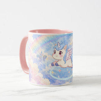 Caneca Chuva de Cores Unicórnio Voador Fofo