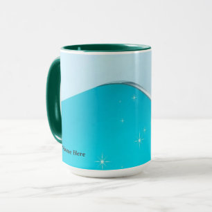 Caneca Ciano Gelado Luxo Titânio Brilho Explosão