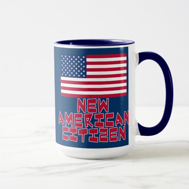 Caneca Cidadão americano novo com bandeira americana (Direita)