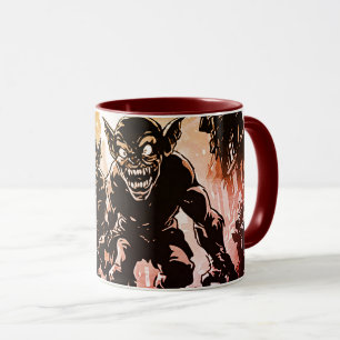 Caneca Cidade Arruinada por Demônios Goblin em Estilo Grá