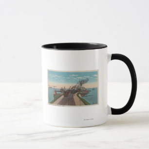 Caneca Cidade de Mackinaw, MI - vista de docas de balsa