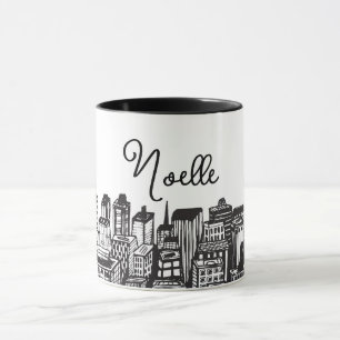 Caneca Cidade do Centro Preto e Branco, Skyscrapers, Nome