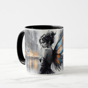 Caneca Cidade mágica da noite da fada de aquarela