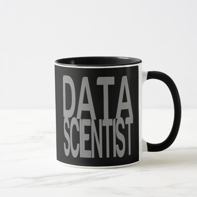 Caneca Cientista dos dados no texto de prata alto (Direita)